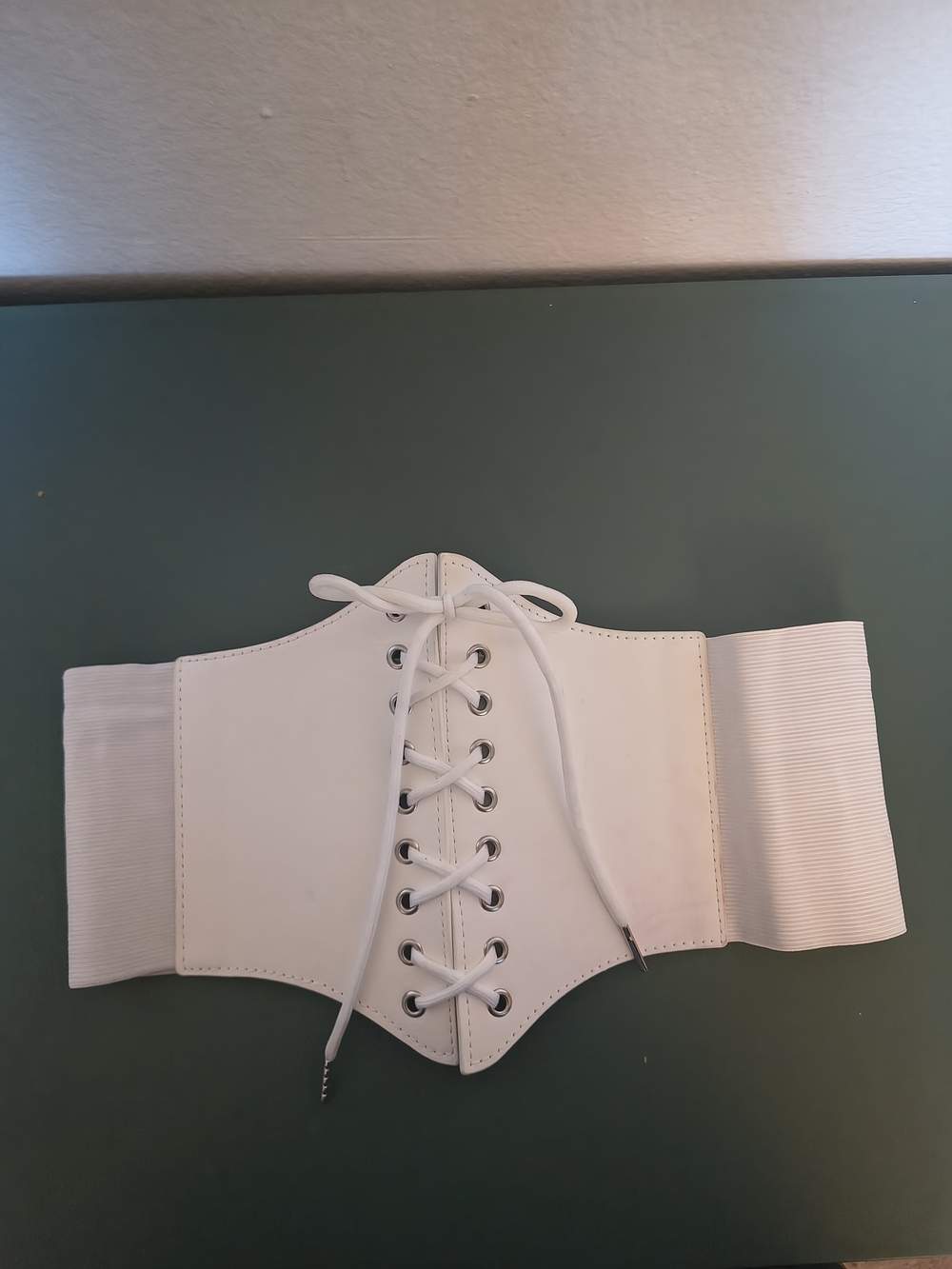 Source Unknown White Lace-Up Corset Waist Belt - Women Accessories